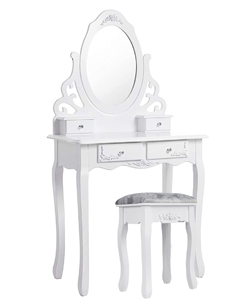 comprar Iglobalbuy Escritorio de Maquillaje blanco con Taburete barato