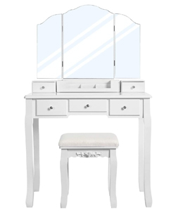 comprar VASAGLE Mesa de Maquillaje blanco con espejo plegable barata