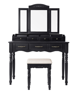 comprar VASAGLE Tocador negro con 7 Cajones barato