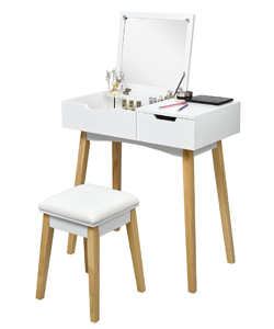 Comprar COSTWAY Escritorio Tocador de Maquillaje con Espejo y Taburete