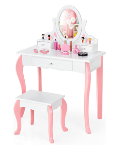 Comprar COSTWAY Set Mesa Tocador y Taburete para Niños