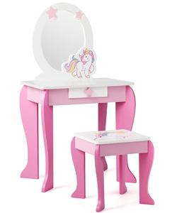 Comprar COSTWAY Tocador de Maquillaje Unicornio con Taburete y Espejo para Niña