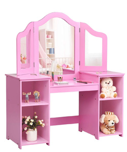 Comprar COSTWAY Tocador para Niñas con Compartimentos Abiertos y Escritorio