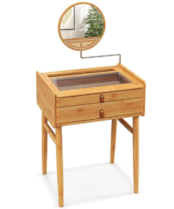 Comprar HOMASIS Mesa de tocador bambú con Espejo Giratorio 360° barato