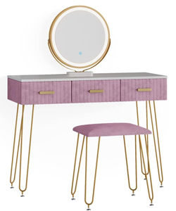 comprar Vicco Tocador Maquillaje Rosa con iluminación LED y Taburete Layla
