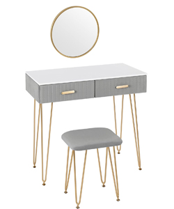 Comprar WOLTU Tocador de Maquillaje moderno con Espejo Redondo, 2 Cajones Grandes y asiento de terciopelo