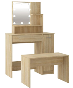 Comprar vidaXL Juego de Tocador con LED Hollywood y banco